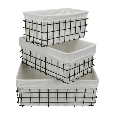 Cheungs Set Of 3 Lined Rectangular Wire Baskets