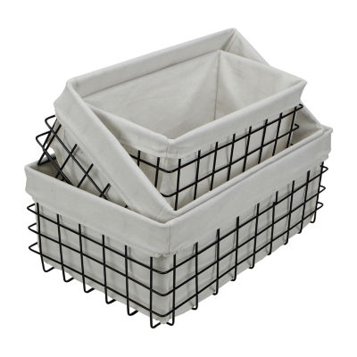 Cheungs Set Of 3 Lined Rectangular Wire Baskets