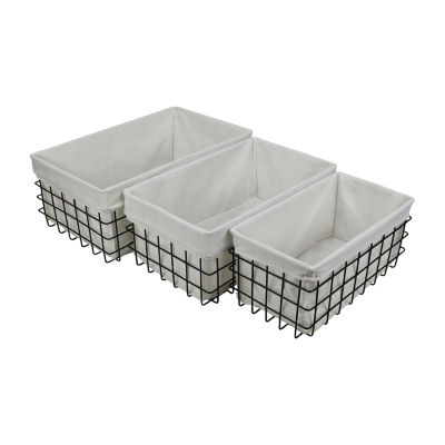 Cheungs Set Of 3 Lined Rectangular Wire Baskets