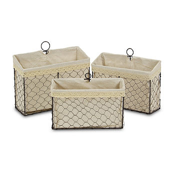 Cheungs Set Of 3 Lined Wire Organizer FP-3372-3, Color: Beige