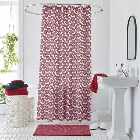 Home Expressions Red Poppy Shower Curtain, One Size, Multiple Colors