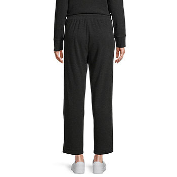 Liz Claiborne Womens Mid Rise Straight Drawstring Pants, Color: Smoke Hthr  - JCPenney