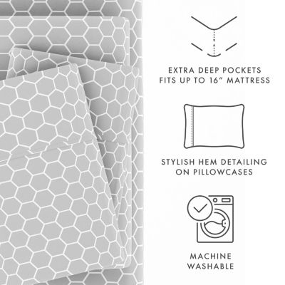 Casual Comfort Ultra Soft Honeycomb Pattern 4 Piece Bed Sheet Set