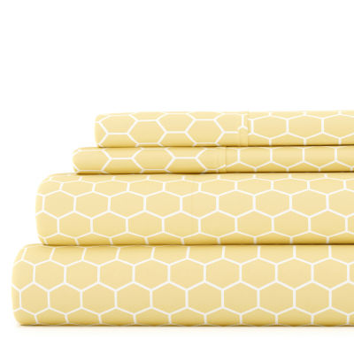 Casual Comfort Ultra Soft Honeycomb Pattern 4 Piece Bed Sheet Set
