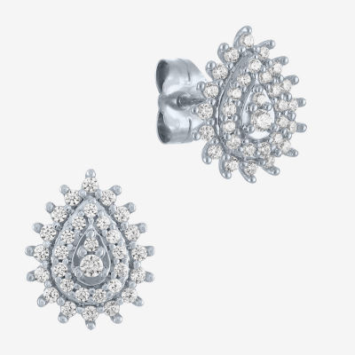 (G-H / Si2-I1) 1/3 CT. T.W. Lab Grown White Diamond 10K White Gold Pear Stud Earrings