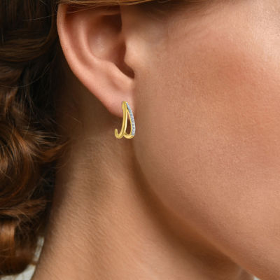 Diamond Addiction (G-H / Si2-I1) 1/10 CT. T.W. Lab Grown White Diamond 10K Gold 14mm Hoop Earrings