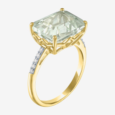 Diamond Addiction (G-H / Si2-I1) Womens 1/10 CT. T.W. Genuine Green Quartz 10K Gold Cocktail Ring