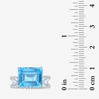 Diamond Addiction (G-H / Si2-I1) Womens 1/7 CT. T.W. Genuine Blue Topaz 10K White Gold Cocktail Ring