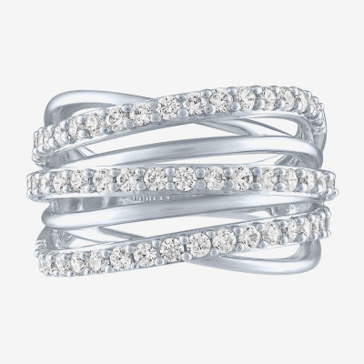 Orbit (G-H / Si2-I1) Womens 1 CT. T.W. Lab Grown White Diamond 10K Gold Crossover Band