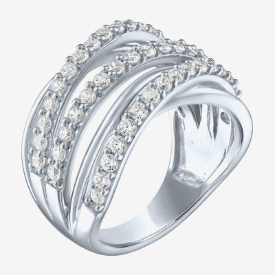 Orbit (G-H / Si2-I1) Womens 1 CT. T.W. Lab Grown White Diamond 10K Gold Crossover Band