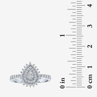 (G-H / Si2-I1) Womens 1/3 CT. T.W. Lab Grown Diamond 10K White Gold Pear Cluster Cocktail Ring