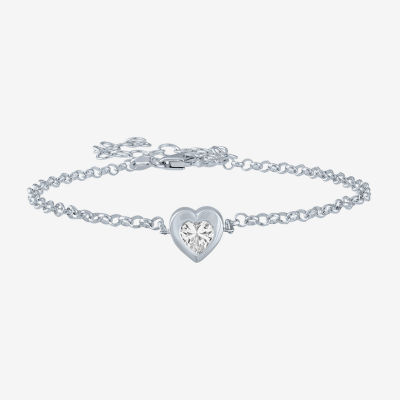 Diamond Addiction (G-H / Si2-I1) 10K Gold 8 Inch Cable Heart Chain Bracelet