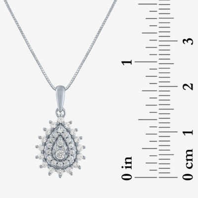 (G-H / Si2-I1) Womens 1/3 CT. T.W. Lab Grown White Diamond 10K White Gold Pear Pendant Necklaces