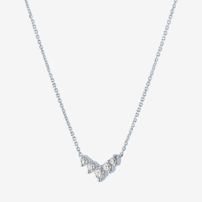 Diamond Addiction (G-H / Si2-I1) Womens 1/5 CT. T.W. Lab Grown White 10K Gold Chevron Y Necklace