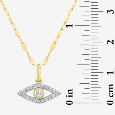 Diamond Addiction (G-H / Si2-I1) Womens 1/8 CT. T.W. Lab Grown White 10K Gold Evil Eye Y Necklace