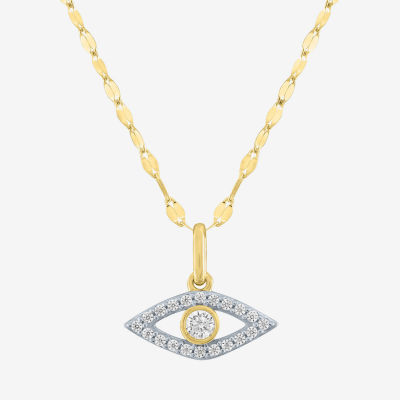 Diamond Addiction (G-H / Si2-I1) Womens 1/8 CT. T.W. Lab Grown White 10K Gold Evil Eye Y Necklace