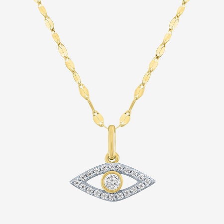 Diamond Addiction (G-H / Si2-I1) Womens 1/8 CT. T.W. Lab Grown White Diamond 10K Gold Evil Eye Y Necklace, 18