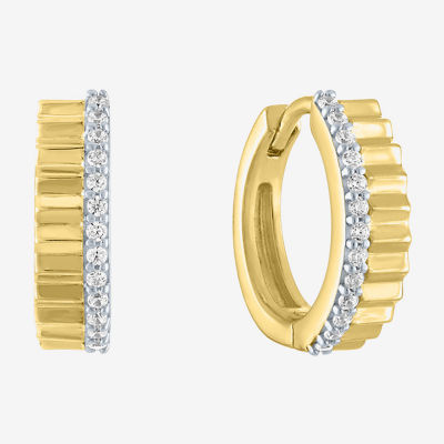 Diamond Addiction (G-H / Si2-I1) Womens 1/10 CT. T.W. Lab Grown White Diamond 14K Gold Over Silver Sterling Silver 13mm Hoop Earrings