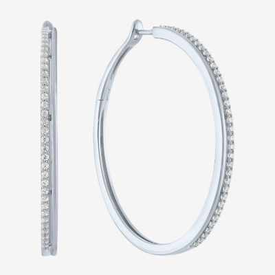 Diamond Addiction (G-H / Si2-I1) 1/2 CT. T.W. Lab Grown White Diamond Sterling Silver 40mm Hoop Earrings