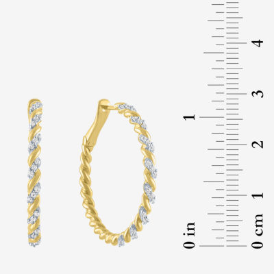 Diamond Addiction (G-H / Si2-I1) 1/4 CT. T.W. Lab Grown White Diamond 14K Gold Over Silver Sterling Silver 28.6mm Hoop Earrings