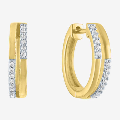 Diamond Addiction (G-H / Si2-I1) 1/10 CT. T.W. Lab Grown White Diamond 14K Gold Over Silver Sterling Silver 15mm Hoop Earrings