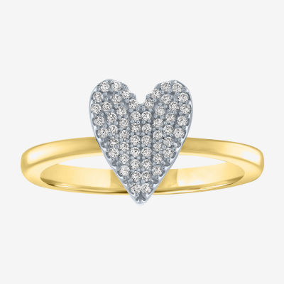 Diamond Addiction (G-H / Si2-I1) Womens 1/6 CT. T.W. Lab Grown White 14K Gold Over Silver Sterling Heart Cocktail Ring