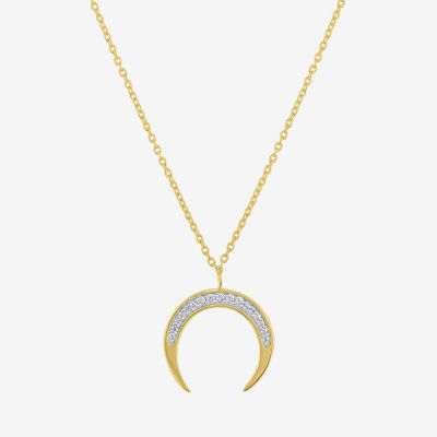 (G-H / Si2-I1) Womens 1/10 CT. T.W. Lab Grown White Diamond 14K Gold Over Silver Sterling Silver Moon Pendant Necklace