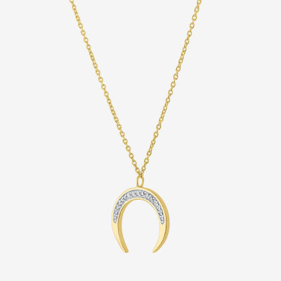 (G-H / Si2-I1) Womens 1/10 CT. T.W. Lab Grown White Diamond 14K Gold Over Silver Sterling Silver Moon Pendant Necklace