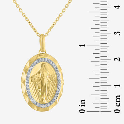 Medalla Milagrosa / Miraculous Medal (G-H / Si2-I1) Womens 1/10 CT. T.W. Lab Grown White Diamond 14K Gold Over Silver Sterling Silver Pendant Necklace