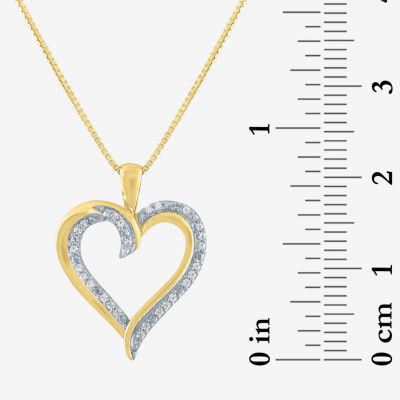 (G-H / Si2-I1) Womens 1/10 CT. T.W. Lab Grown White Diamond 14K Gold Over Silver Sterling Silver Heart Pendant Necklace