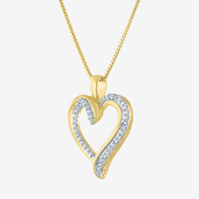 (G-H / Si2-I1) Womens 1/10 CT. T.W. Lab Grown White Diamond 14K Gold Over Silver Sterling Silver Heart Pendant Necklace