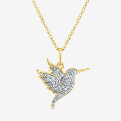 Hummingbird (G-H / Si2-I1) Womens 1/10 CT. T.W. Lab Grown White Diamond 14K Gold Over Silver Sterling Silver Pendant Necklace