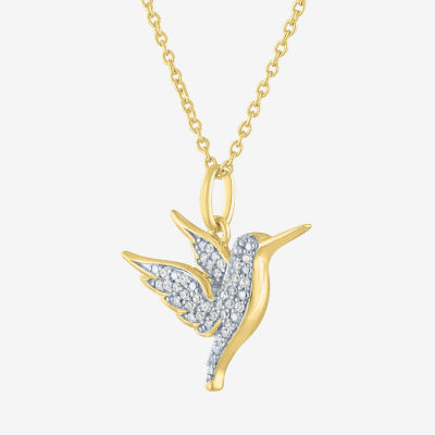 Hummingbird (G-H / Si2-I1) Womens 1/10 CT. T.W. Lab Grown White Diamond 14K Gold Over Silver Sterling Silver Pendant Necklace