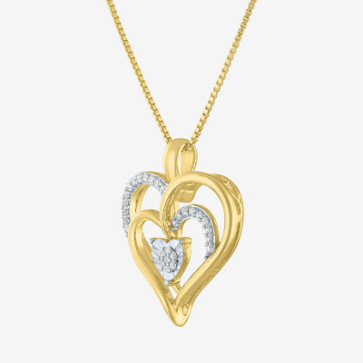 (G-H / Si2-I1) Womens 1/10 CT. T.W. Lab Grown White Diamond 14K Gold Over Silver Sterling Silver Heart Pendant Necklace