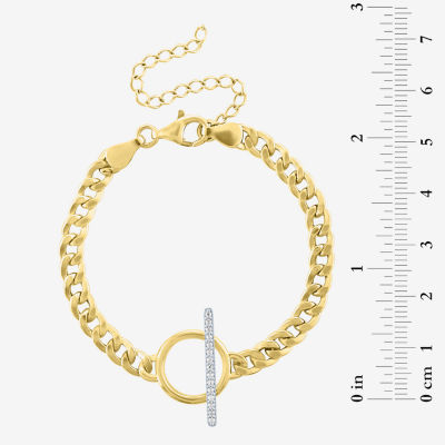 Diamond Addiction (G-H / Si2-I1) 14K Gold Over Silver Sterling Silver 8 Inch Curb Circle Chain Bracelet