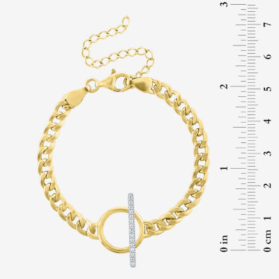 Diamond Addiction (G-H / Si2-I1) Womens 14K Gold Over Silver Sterling Silver 8 Inch Curb Circle Chain Bracelet
