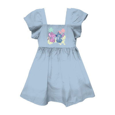 Disney Collection Little & Big Girls Short Sleeve Flutter Stitch A-Line Dress