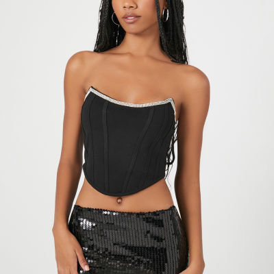 Forever 21 Embellished Corsetted Womens Tube Top Juniors
