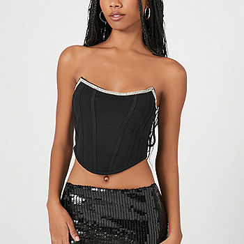 Forever 21 Embellished Corsetted Womens Tube Top Juniors, Color: Black -  JCPenney