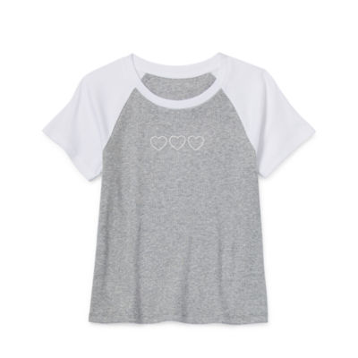 Thereabouts Rib Little & Big Girls Round Neck Short Sleeve T-Shirt