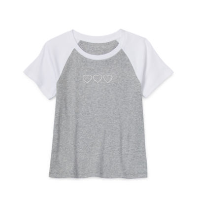 Thereabouts Little & Big Girls Rib Round Neck Short Sleeve T-Shirt