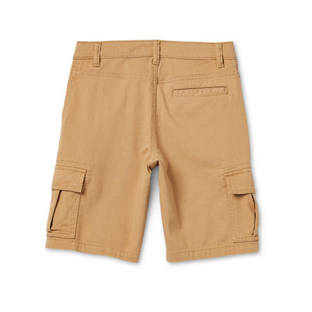 Thereabouts Little & Big Boys Stretch Fabric Adjustable Waist Cargo Short, 20 Husky, Beige