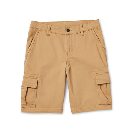 Thereabouts Little & Big Boys Stretch Fabric Adjustable Waist Cargo Short, 18 Husky, Beige