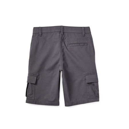 Thereabouts Little & Big Boys Stretch Fabric Adjustable Waist Cargo Short, 18 Husky, Gray