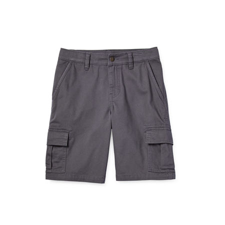 Thereabouts Little & Big Boys Stretch Fabric Adjustable Waist Cargo Short, 18 Husky, Gray