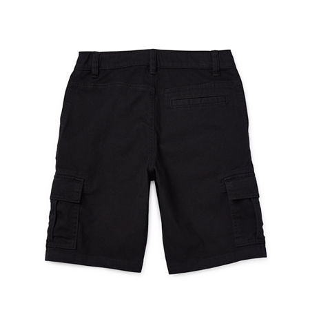 Thereabouts Little & Big Boys Stretch Fabric Adjustable Waist Cargo Short, 10 Husky, Black