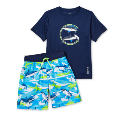 ZeroXposur Above The Knee Big Boys Waves Rash Guard Set