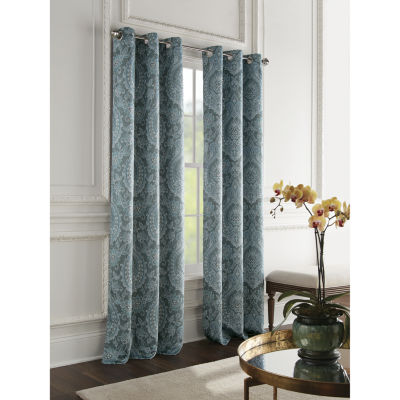 Broadhaven Geneva Print Blackout Grommet Top Single Curtain Panel