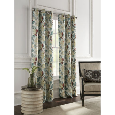 Broadhaven Geneva Print Blackout Grommet Top Single Curtain Panel