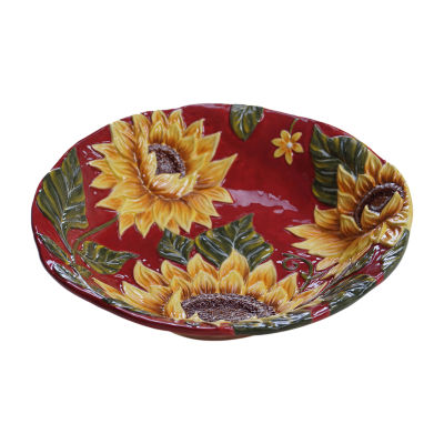 Certified International Sunflower Sunset Serving Bowl, Color Red